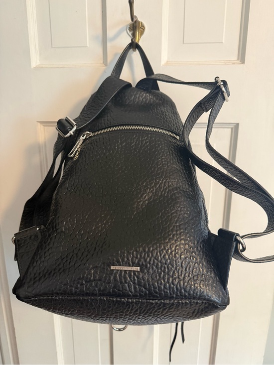 Rebecca Minkoff Black Pebbled Leather Backpack with Silver Hardware. main image 4